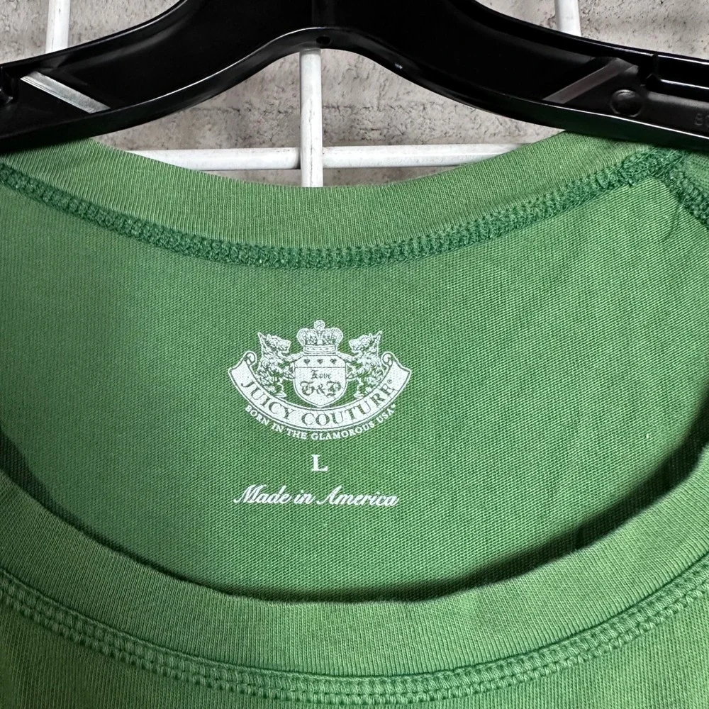 Juicy Couture vintage logo Green Lotus Graphic Tee Dress L Y2K Boho Indie 2000s - Picture 2 of 8